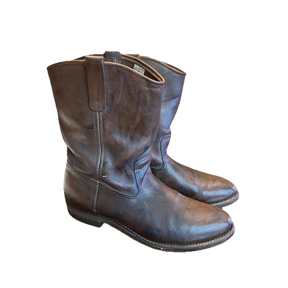 Vintage Red Wing Boots Men's 12D Roper Cowboy Work Brown Leather USA Western